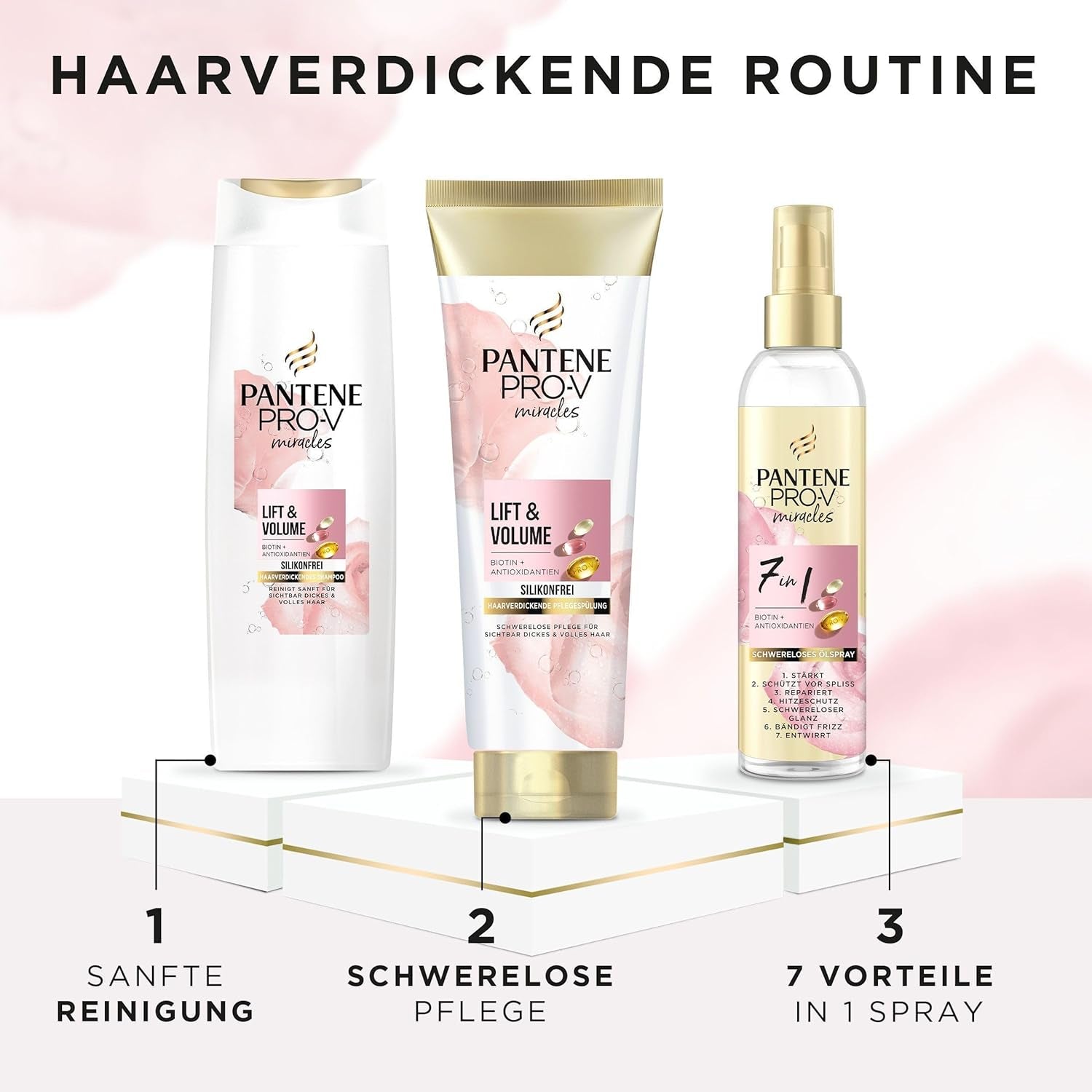 Șampon pentru îngroșarea părului Pantene Pro-V Lift & Volume cu biotină, fără silicon Duș și baie Pantene