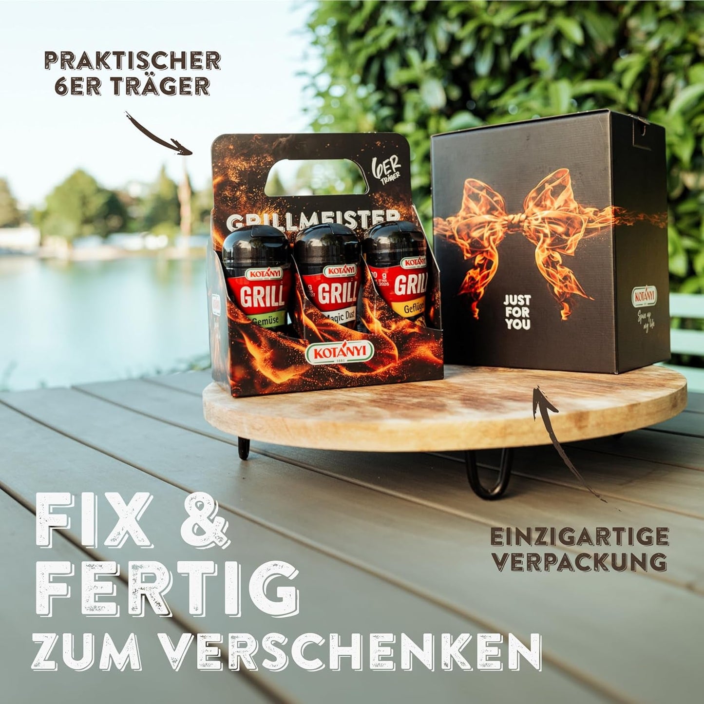 KOTÁNYI Grill Gewürze Geschenkset - 6er Träger - Geschenke für Männer - Grillzubehör & Gewürz Set für jedes BBQ - Grill Zubehör inkl. Magic Dust - [Jetzt Geburtstagsgeschenk für Männer bestellen!]