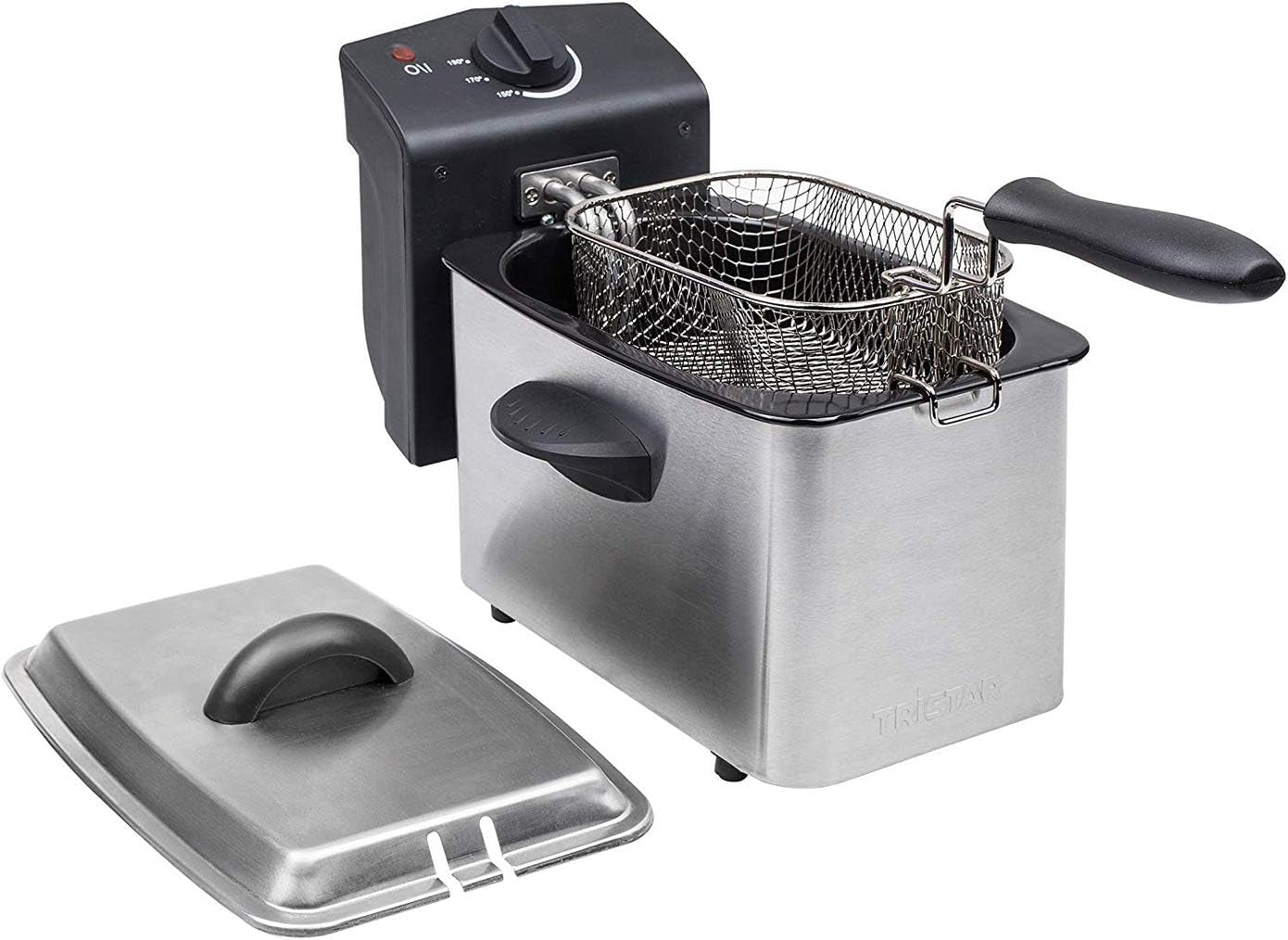 Tristar friteuză din oțel inoxidabil - Cu capacitate de 2 litri, funcție de zonă rece și termostat reglabil până la 190°C, FR-6919, argintiu Electrocasnice Naty Shop