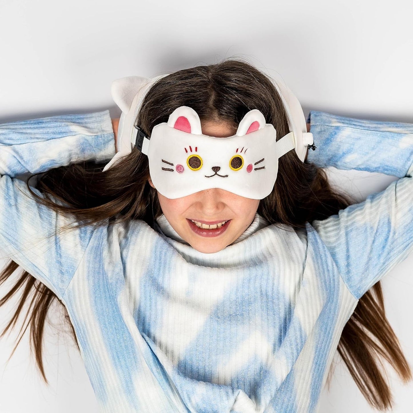 Pernă de călătorie cu mască Relaxeazzz - Maneki Neko pisica norocos farmec Perne calatorie Naty Shop