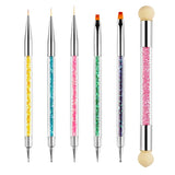Sularpek 6 Stück Nagel Pinsel, Nail Art Pinsel, Pinsel Nageldesign, Nagel Pinsel Set, Nail Art Dotting Tools Mit 1 Sponge Brush Applikator, Nageldesign Zubehör Für DIY Nail Art Design