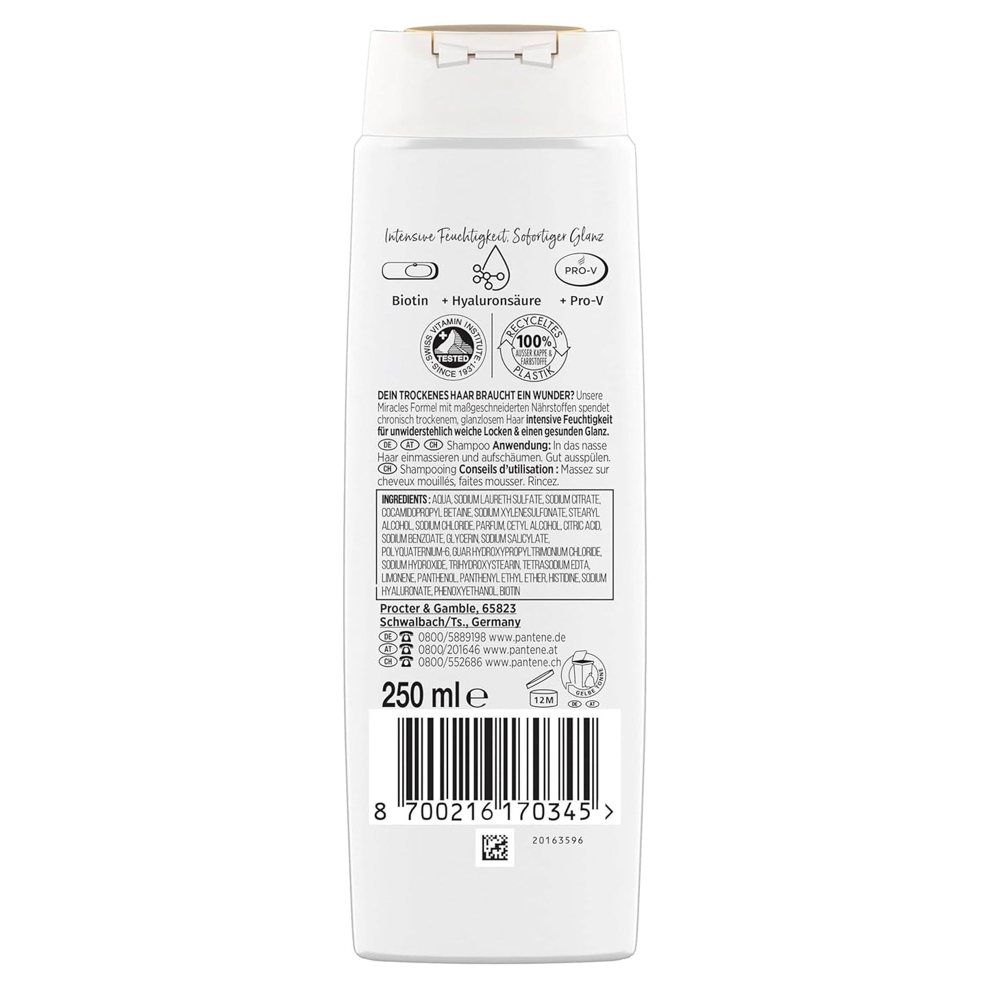 Șampon hidratant Pantene Pro-V Hydra Glow cu biotină, pentru păr uscat, deteriorat Duș și baie Pantene