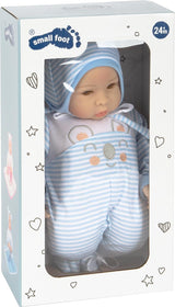 Păpușa Small Foot Lukas, inclusiv haine detașabile, suzetă și pătură moale, jucărie de rol, 11238