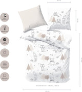 Lenjerie de pat pentru copii, vulpe, bufniță și animale de pădure, 100% bumbac Lenjerie de pat - copii Naty Shop