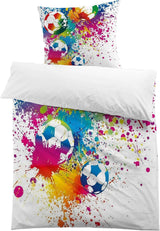 Lenjerie de pat pentru baieti, fotbal, poliester microfibra Lenjerie de pat - copii Naty Shop Model 2 135X200 Cm + 80X80 Cm