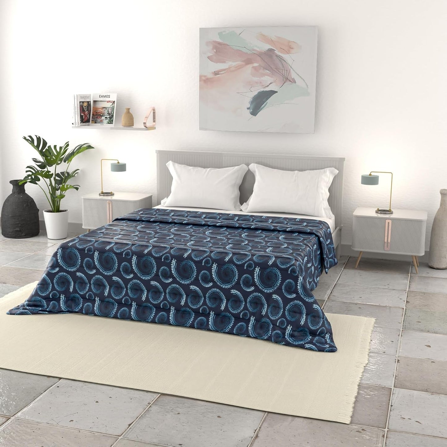 Lenjerie de pat italiană cuvertură de vară de bază, microfibră imprimată, 250X240Cm, cerc Plapumi si pilote Naty Shop Vortex 250X240Cm