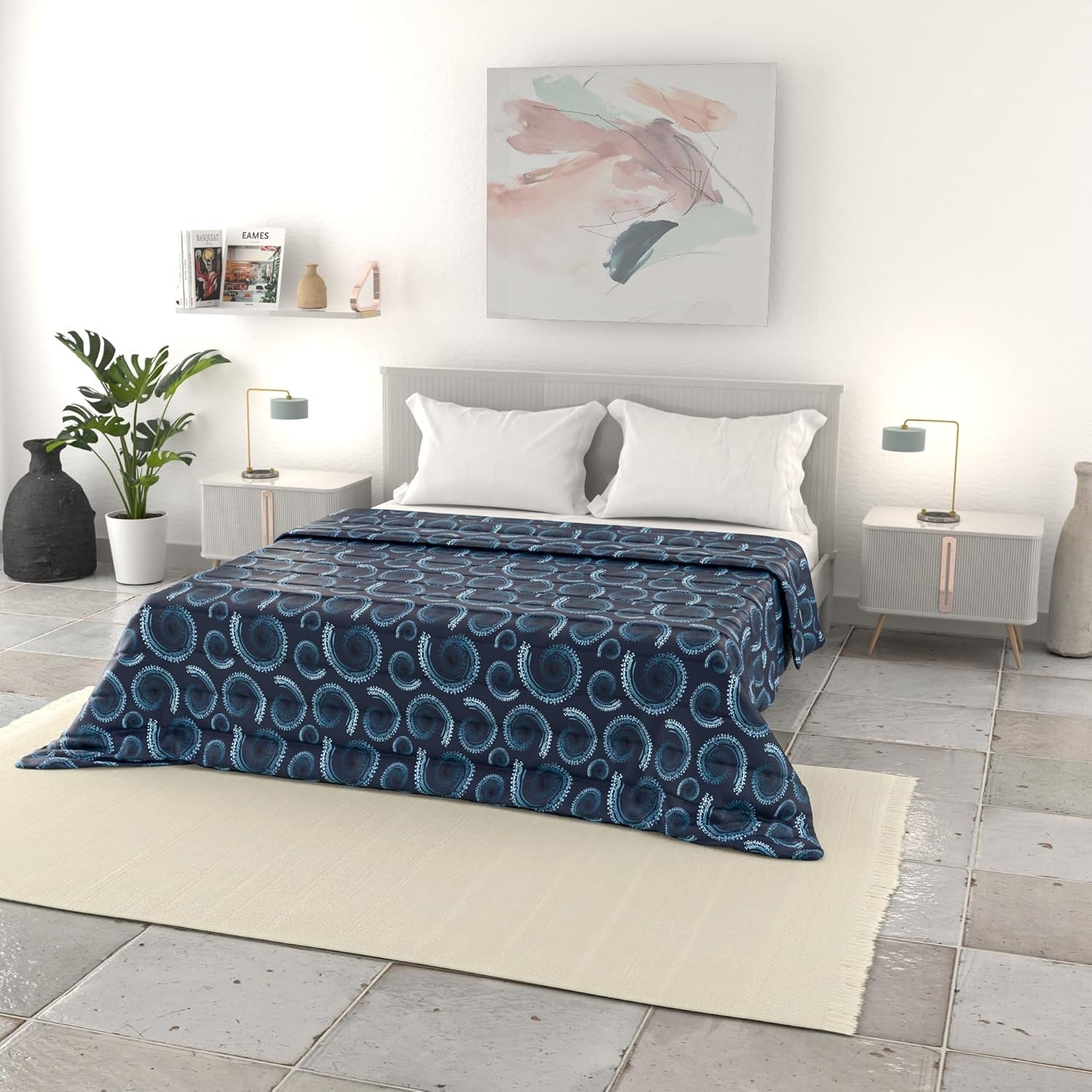Lenjerie de pat italiană cuvertură de vară de bază, microfibră imprimată, 250X240Cm, cerc Plapumi si pilote Naty Shop Vortex 250X240Cm