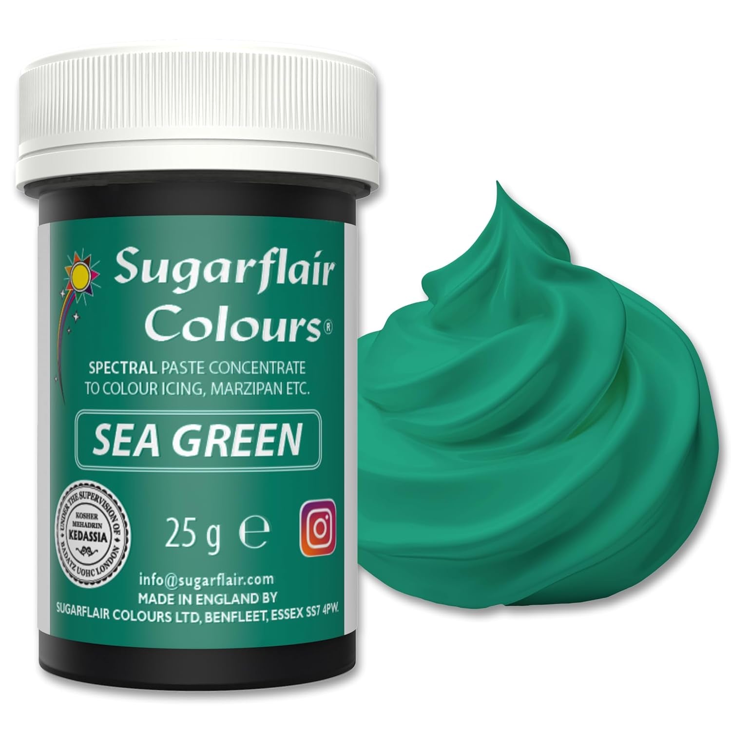Pastă de colorant alimentar Sugarflair Grafit, colorant alimentar spectral concentrat pentru cremă de unt, pastă de zahăr, glazură, mixuri pentru prăjituri, macarons și multe altele! - 25g