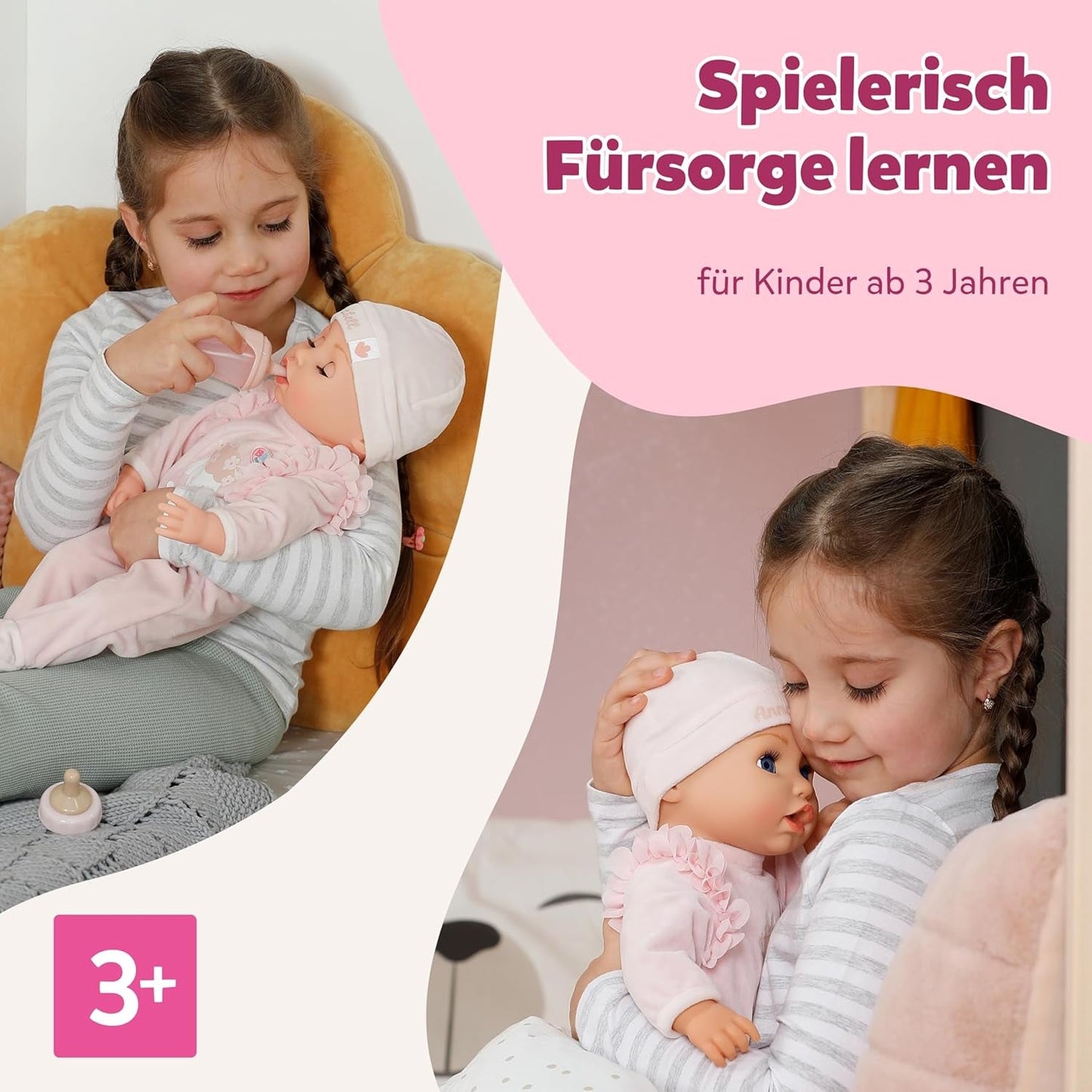 BABY Born Annabell 43 cm - Păpușă moale cu 7 funcții electronice și sunet - Potrivită pentru copii cu vârsta de la 3 ani în sus - Păpușa include accesorii - Necesită baterii