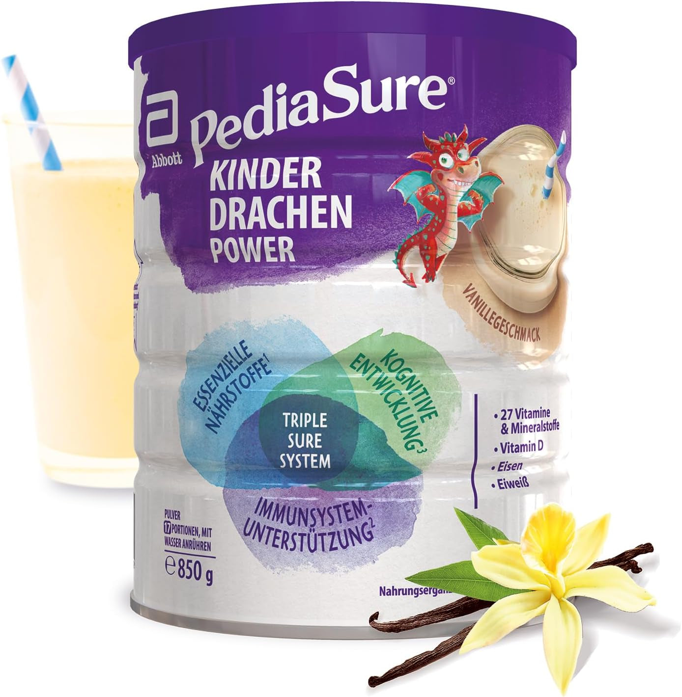 Pediasure Puterea Dragonului, Supliment nutritiv pentru copii de la vârsta de 1 an, 27 de vitamine și minerale Naty Shop Vanilie