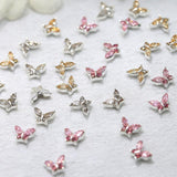 Mini fluture zirconiu unghii brelocuri Y2K alb șampanie roz stras cristal fluturi brelocuri unghii 3D fluture design unghii brelocuri fluturi unghii decorare unghii artă brelocuri accesorii unghii