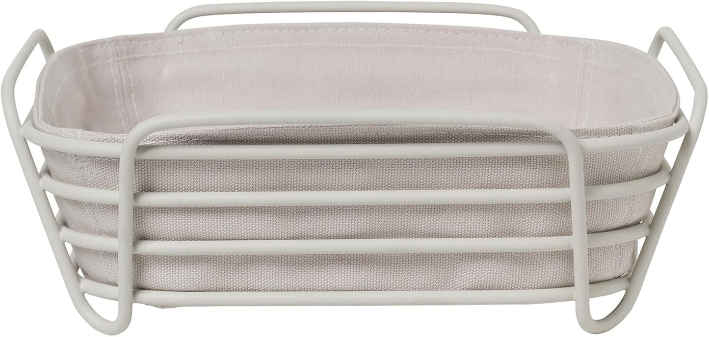 Blomus -DELARA- coș de pâine mărimea L, pătrat, pungă detașabilă din material textil, design elegant, 26 x 26 cm, culoare Moonbeam (64075) Cutii depozitare alimente Naty Shop Rază de lună O mărime