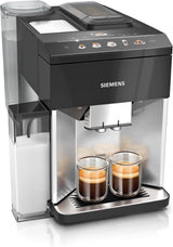 Espressor automat Siemens EQ500 integral TQ513D01, multe specialități de cafea, spumator de lapte, recipient de lapte integrat, curățare automată cu abur, 1500 W, lumină naturală argintie/negru piano