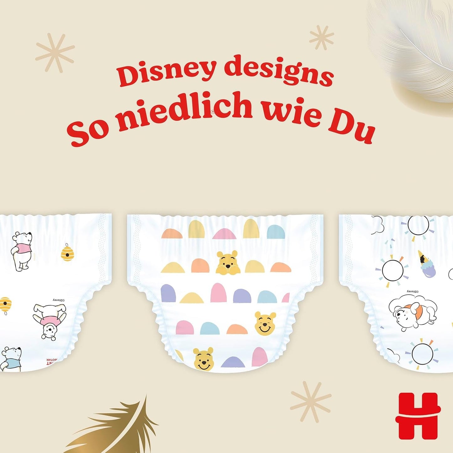 Scutece Huggies pentru bebeluși Extra Care cu design Disney, mărimea 4, 120 de scutece (2x60), cutie lunară