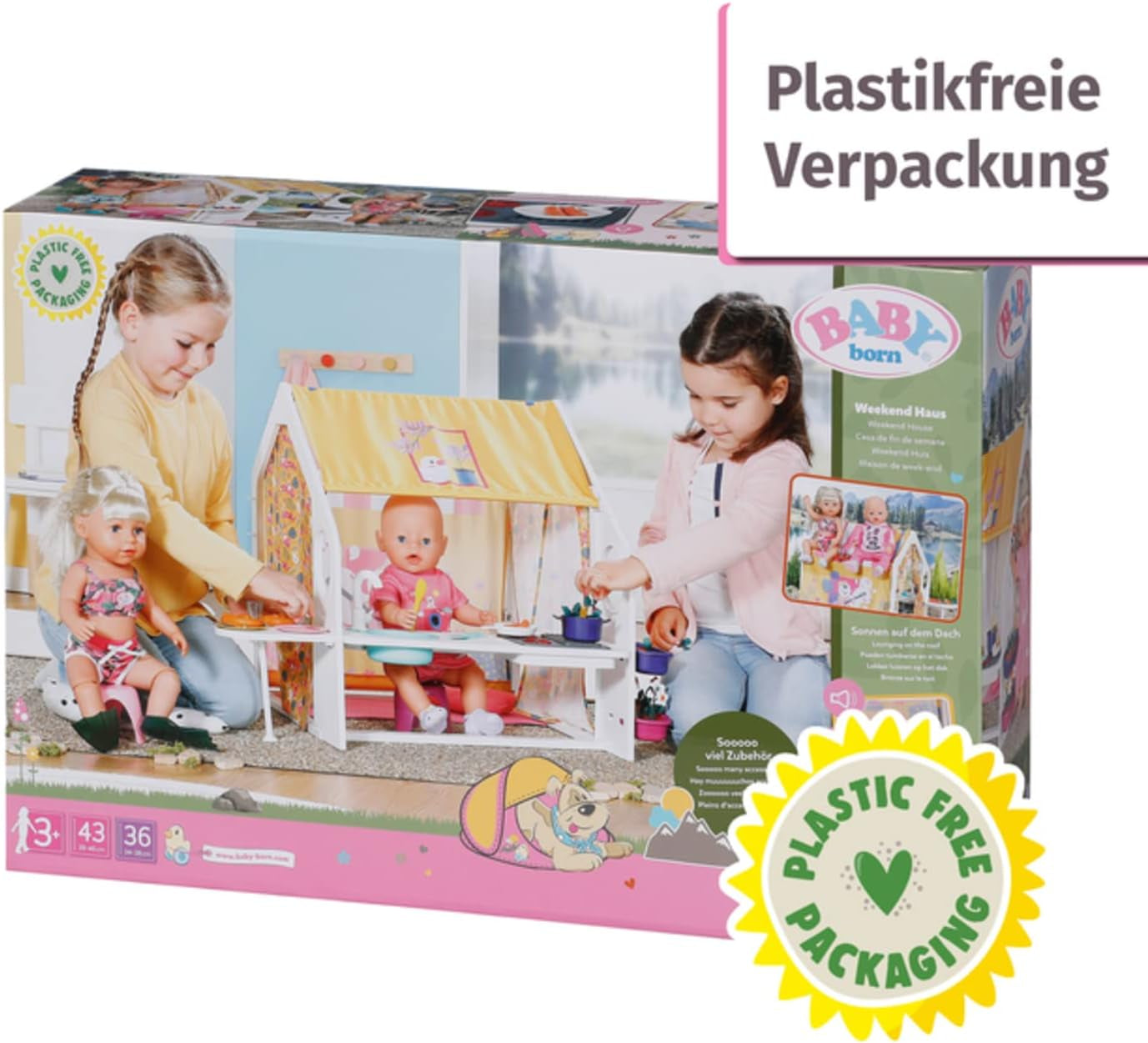 Casă de păpuși BABY born, Căsuță de weekend cu funcție de lumină și sunet, panouri laterale care se deschid, chiuvetă, grătar și multe accesorii, 832752, Zapf Creation