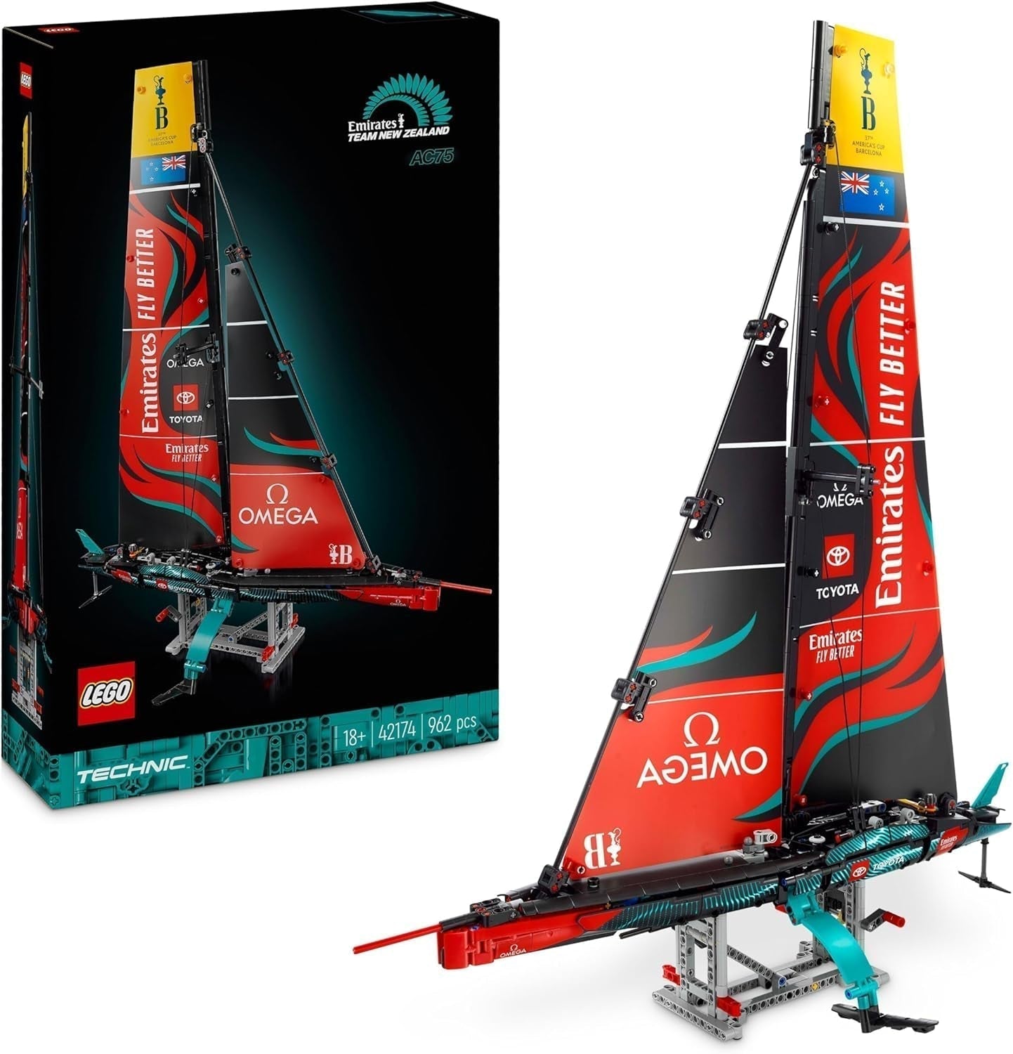 LEGO Technic Emirates Team New Zealand AC75 Racing Yacht, set de construcție cu barcă cu pânze pentru adulți, cadou pentru bărbați și femei, activitate creativă și relaxantă 42174 Seturi de constructie Besuche den LEGO-Store Titlu implicit