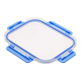 Containere pentru alimente Amazon Basics cu capace de sticlă cu închidere etanșă, set de 14 piese, 7 containere și 7 capace fără BPA, transparente cu bandă de silicon albastru Cutii depozitare alimente Naty Shop