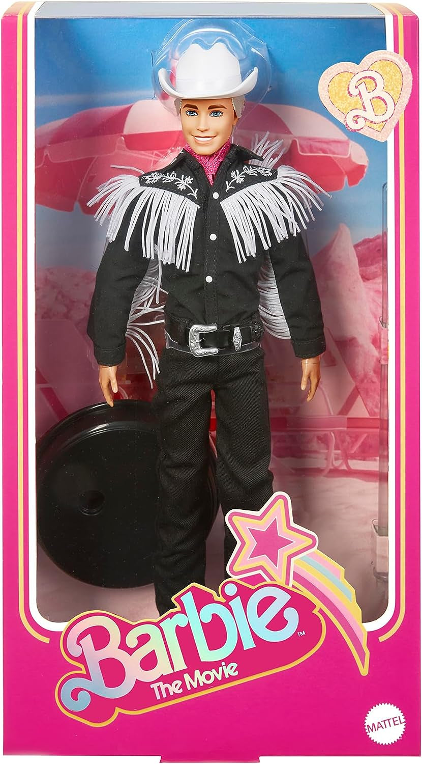 BARBIE the MOVIE Ken - Păpușă de colecție din lungmetraj cu ținută western, cămașă vintage, pălărie de cowboy, cizme albe, pentru copii de la 3 ani în sus, HRF30 Papusi Naty Shop