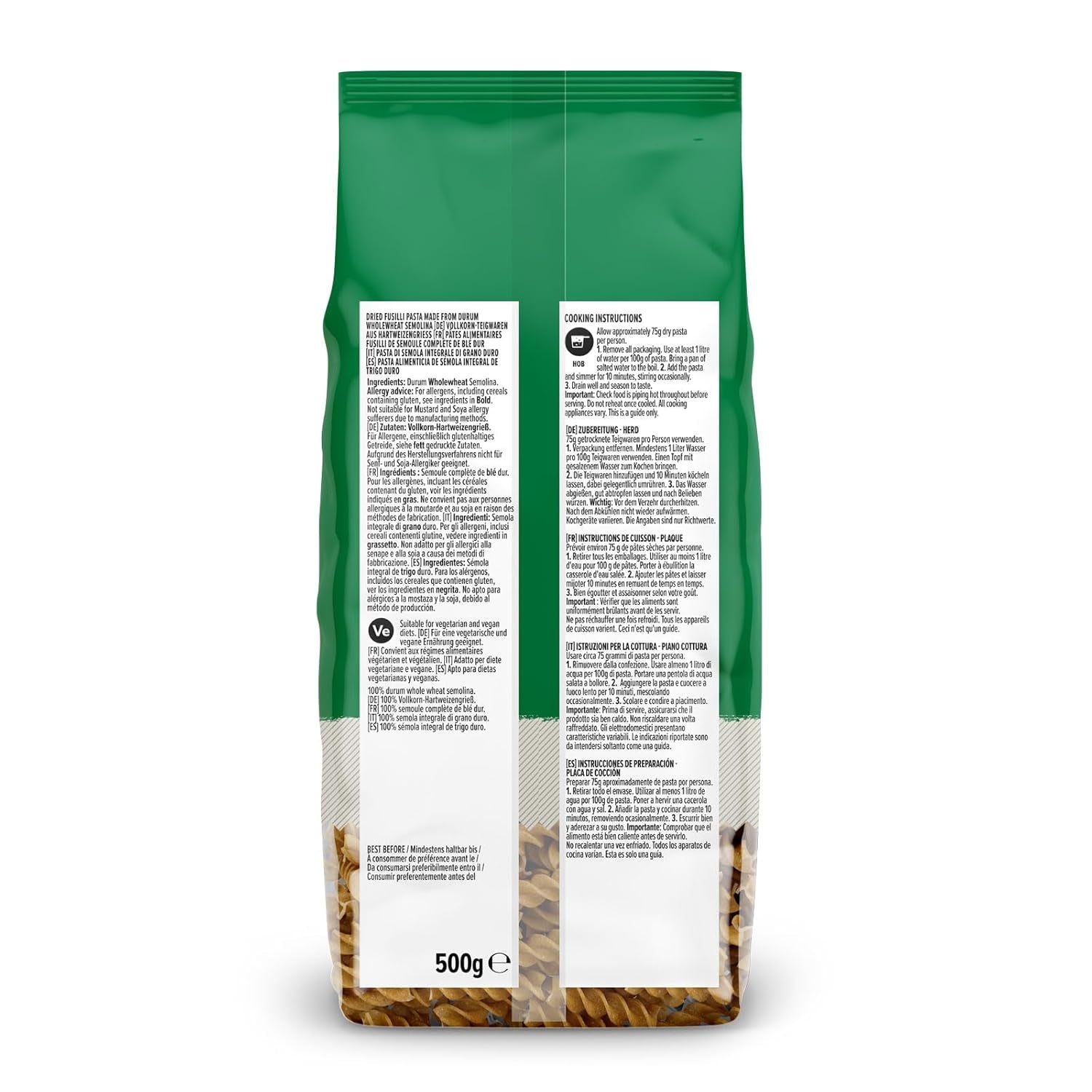 Fusilli din grâu integral de la Amazon, 500g