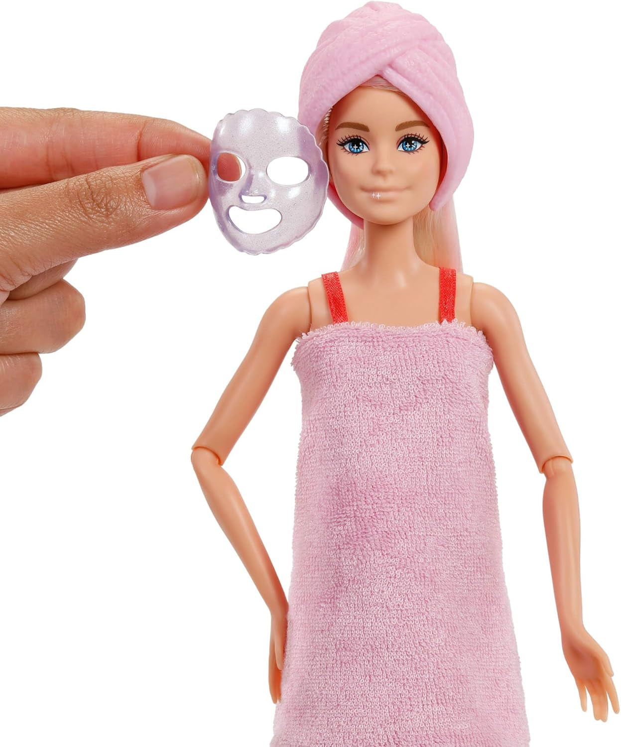 Păpușă Barbie Party fără cutie și accesorii, seria Glam Party cu 10 surprize, inclusiv o păpușă roșie strălucitoare cu efect de schimbare a culorii, JFY68