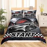 Jungen Cartoon Auto Bettwäsche Set 135X200,Kinder Bau Fahrzeuge Tröster Abdeckung Für Kind Kleinkind Teens,Dinosaurier Bettbezug,Traktor Maschinerie Bagger Bettdecke Abdeckung,Lkw Autos Bettwäsche Naty Shop Multi 3 135*200+80*80*1