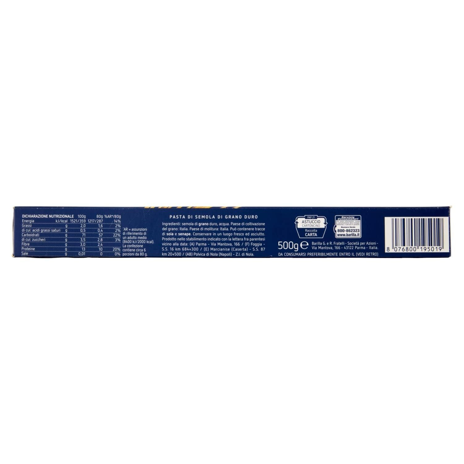 Paste Barilla Classic Capellini Nr. 1, făcute din grâu dur de înaltă calitate, întotdeauna al dente, 500g