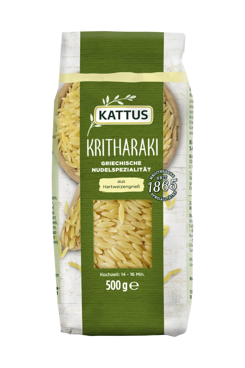 - Kritharaki Nudeln (Reisnudeln/Risoni/Orzo) | Griechische Nudelspezialität aus Hartweizengrieß | 500 g im Beutel