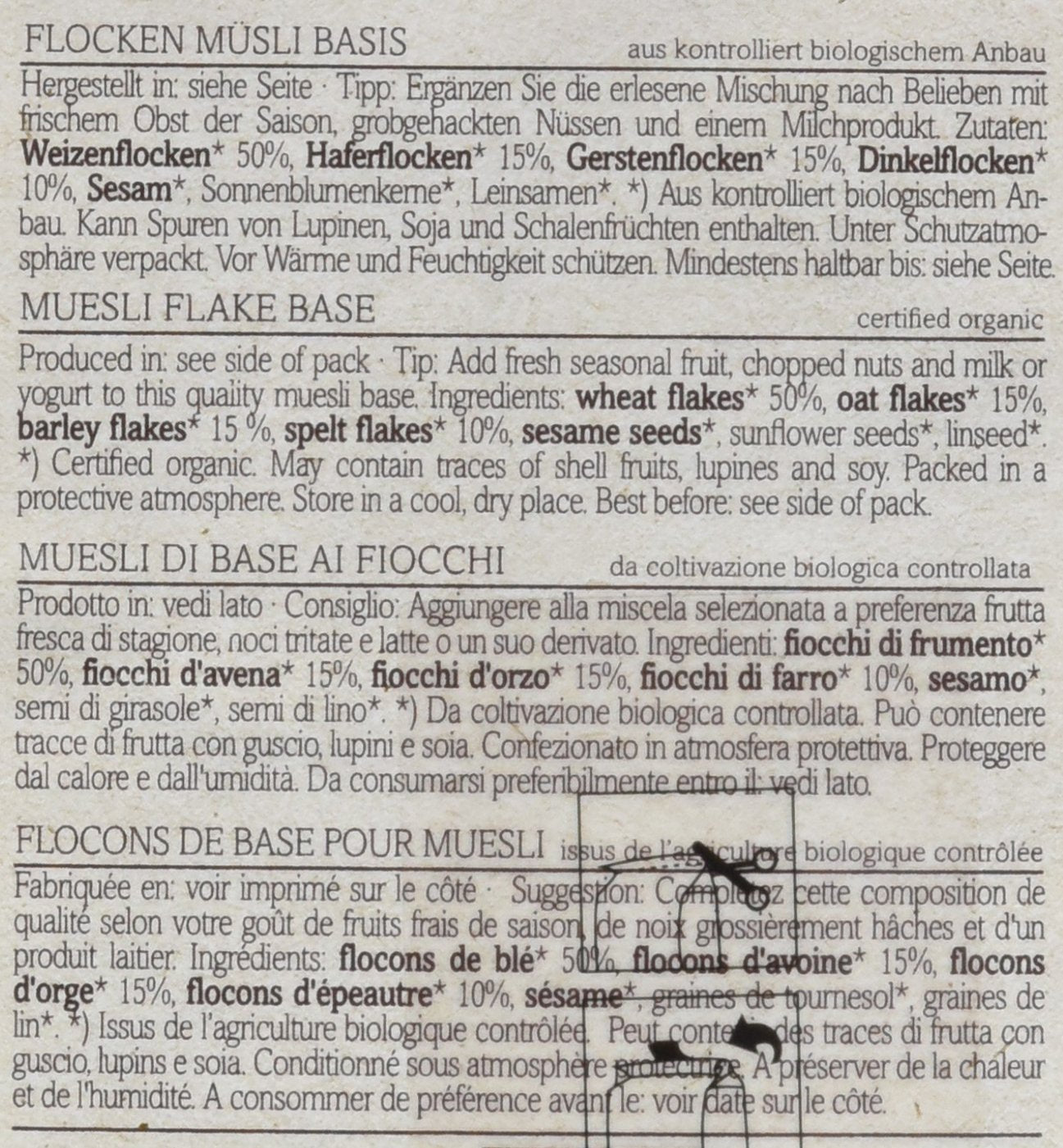 Verival Flocken Basis Müsli - Bio, 6Er Pack (6 X 1 Kg) Cereale Naty Shop