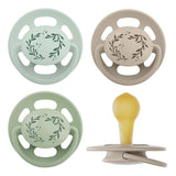 nip - Verde Cireș | 0-6 luni | Pachet de 4 | Suzetă pentru bebeluși, potrivită pentru alăptare și pentru dinți. Suzetă sustenabilă, fabricată din materii prime naturale, verde deschis/maro