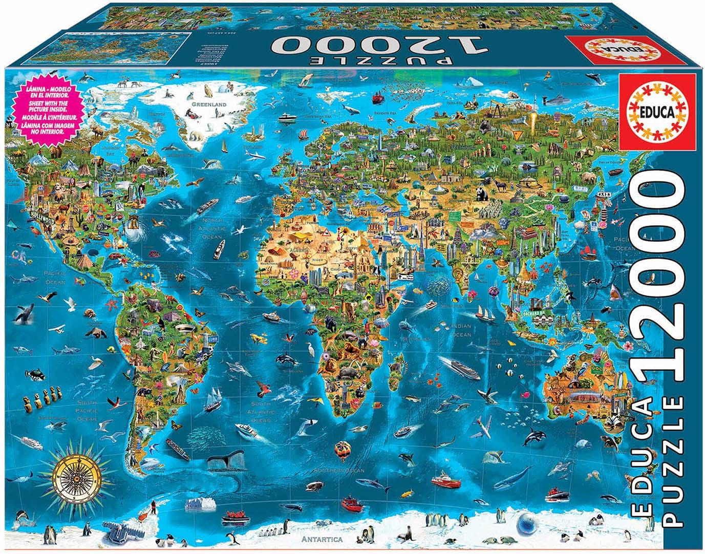 Educa - Minunea lumii, puzzle jigsaw 12000 piese adulți și copii de la 14 ani, harta lumii (19057) Puzzle Naty Shop Titlu implicit