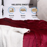 Komfortec pătură confortabilă 150X200 Cm, pătură pufoasă din fleece certificată Oeko-Tex, pătură caldă sherpa pentru canapea, pătură groasă pentru canapea, burgundy Paturi si Cuverturi Besuche den Komfortec-Store