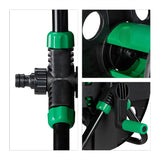 Rolă de furtun Relaxdays, înfășurare furtun de apă goală, pentru furtun de grădină de 30 m 1/2", înălțime-lățime 39 x 43 x 30 cm, negru-verde