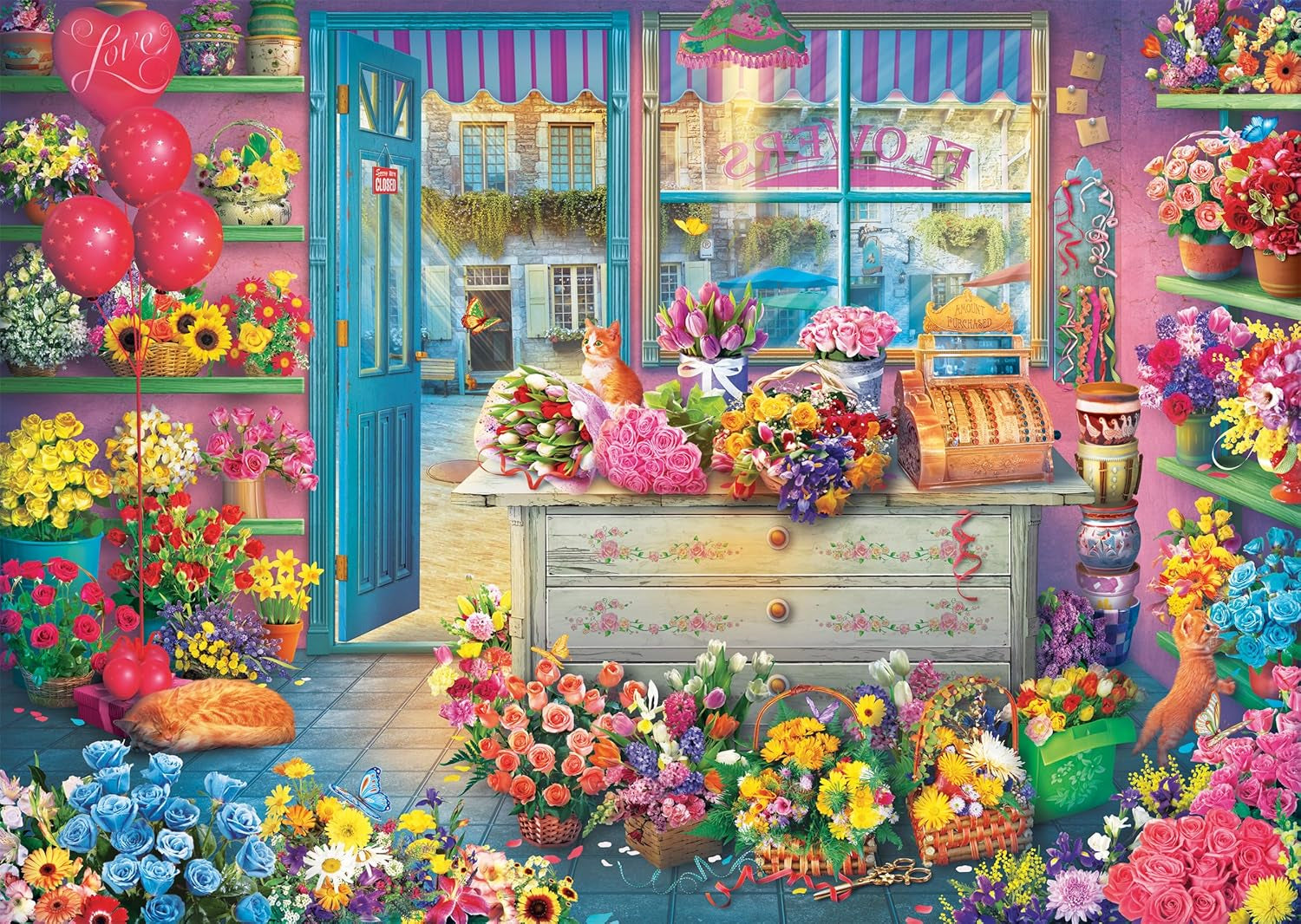 Schmidt Spiele 59764 Magazin de flori colorat, puzzle jigsaw 1000 piese Puzzle Naty Shop