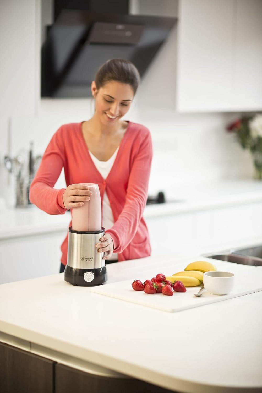 Russell Hobbs Mixer [Multifunktions- Standmixer] Nutriboost (Inkl. 5 Bpa-Freie Und Spülmaschinengeeignete Behälter + Deckel, 22.000 U/Min, 0.9 Ps-Motor) Elektrischer, Smoothie-Maker 23180-56 Bucatarie Naty Shop