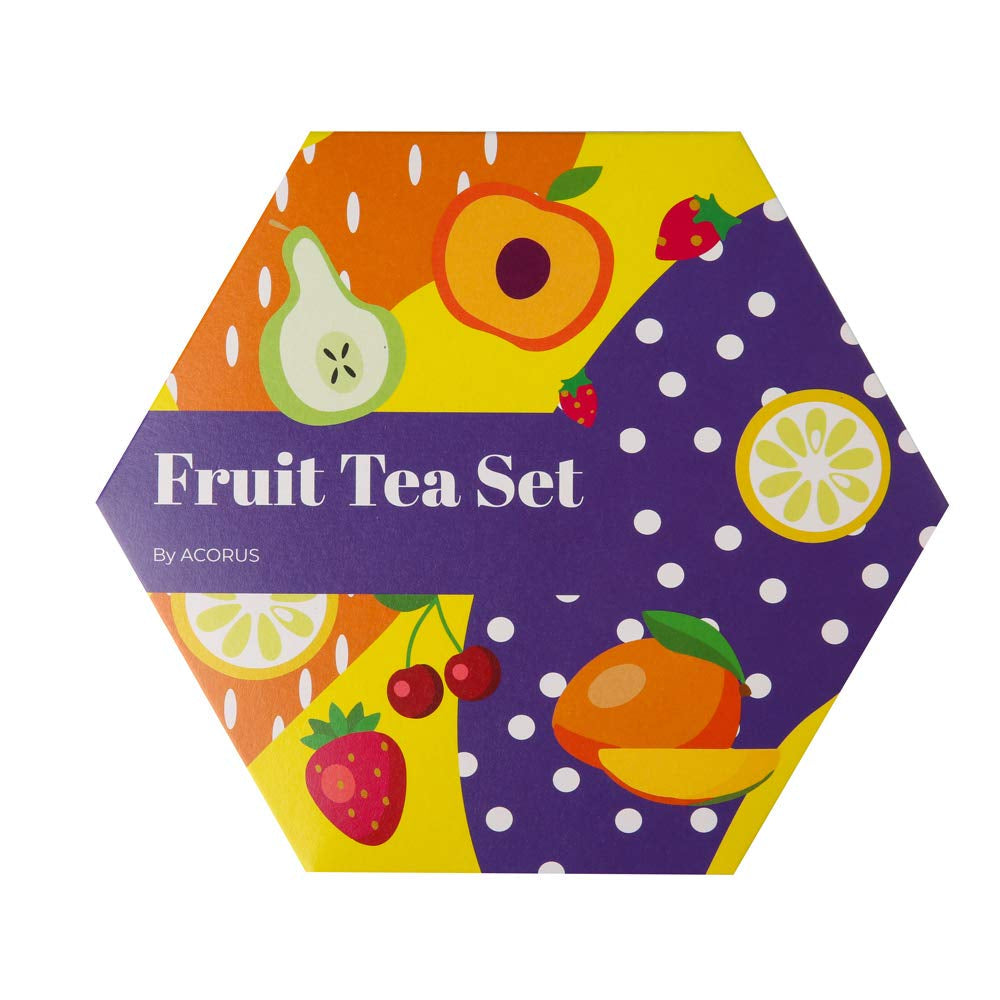 ACORUS | Set de ceaiuri de lux cu fructe | Set cadou cu ceaiuri naturale în 6 arome | Ceaiuri din plante, ceaiuri din fructe | Sortiment de ceaiuri | Cutie de ceai cu 60 de pliculețe
