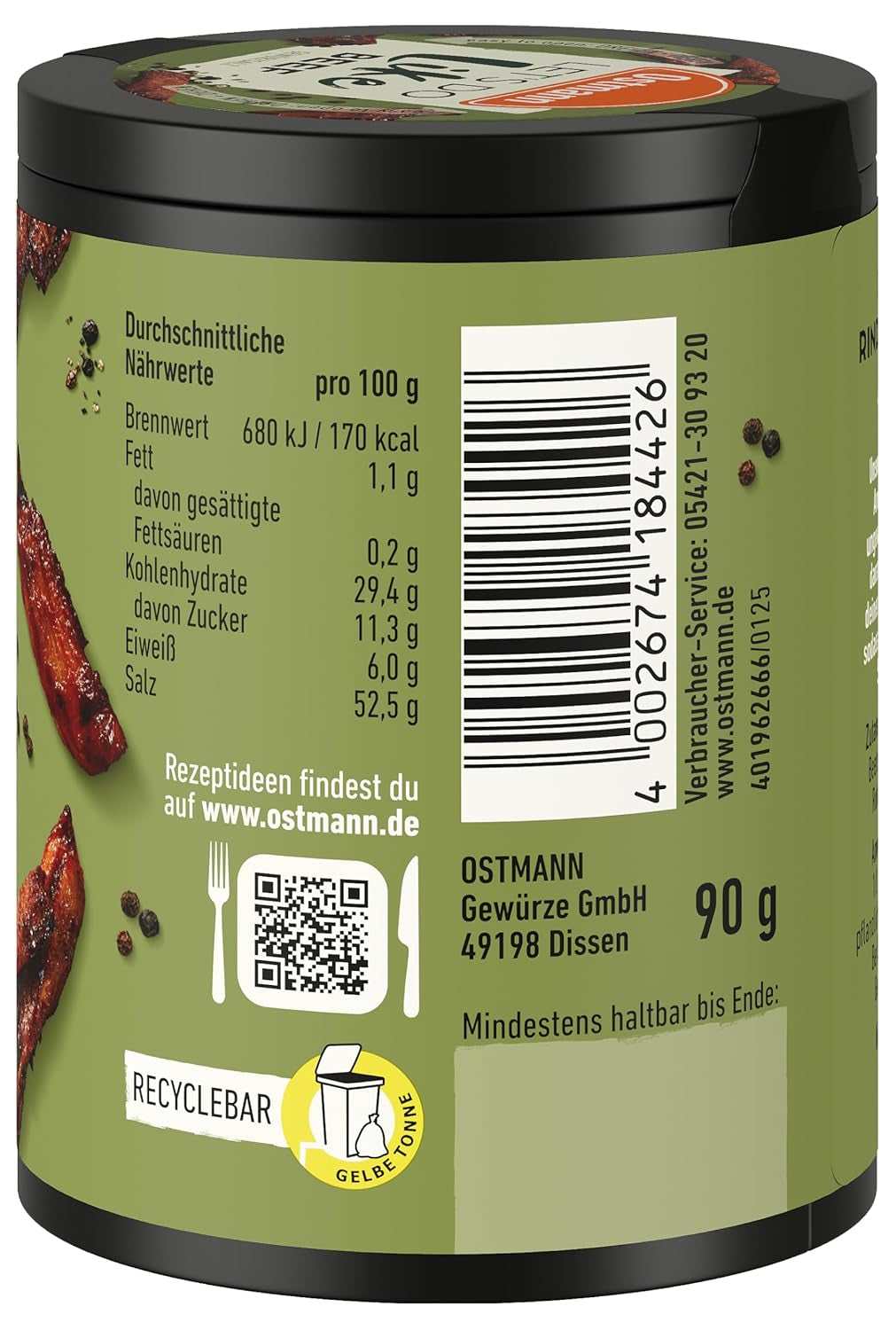 Ostmann Gewürze - Let's Do Like Beef | Rindfleisch-Geschmack für ungewürzte Fleischersatzprodukte | Gewürzsalz für Seitan, Tofu und vegetarische und vegane Gerichte | 90 g in recyclebarer Metalldose