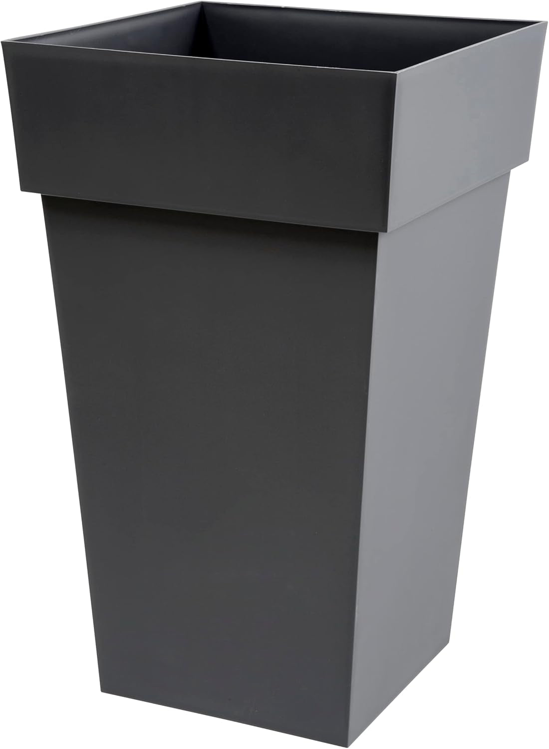 Plastiques 13635 G.ANT SX3 Ghiveci de flori din polipropilenă Toscane, 39 x 39 x 65 cm, gri