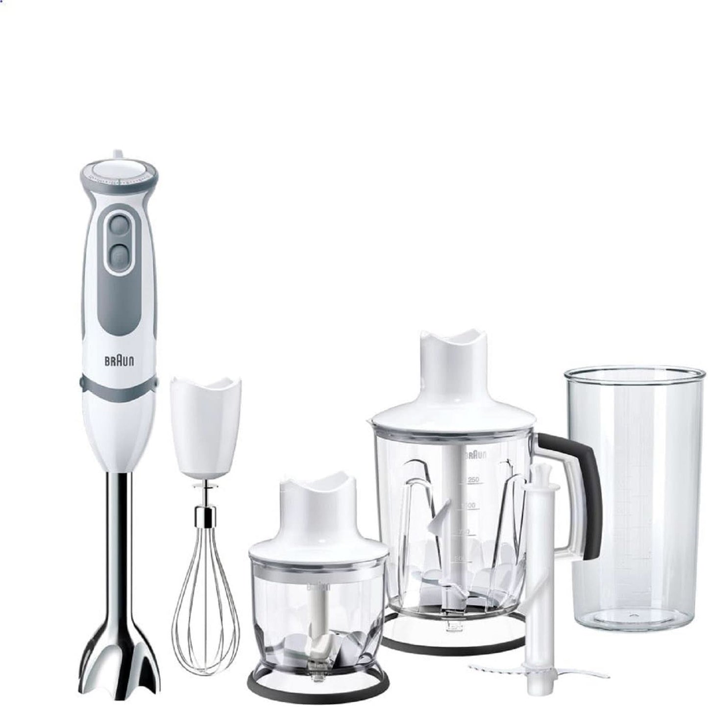 Braun Stabmixer MQ 5200WH - Multiquick 5 Vario Pürierstab Mit Edelstahl Mixfuß, 1000 Watt, Inkl. 600 Ml Mix- & Messbecher, Weiß/Grau Bucatarie Naty Shop Version 2019 – Standmixer