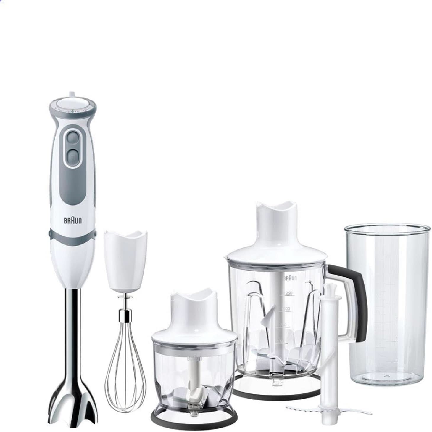 Braun Stabmixer MQ 5200WH - Multiquick 5 Vario Pürierstab Mit Edelstahl Mixfuß, 1000 Watt, Inkl. 600 Ml Mix- & Messbecher, Weiß/Grau Bucatarie Naty Shop Version 2019 – Standmixer