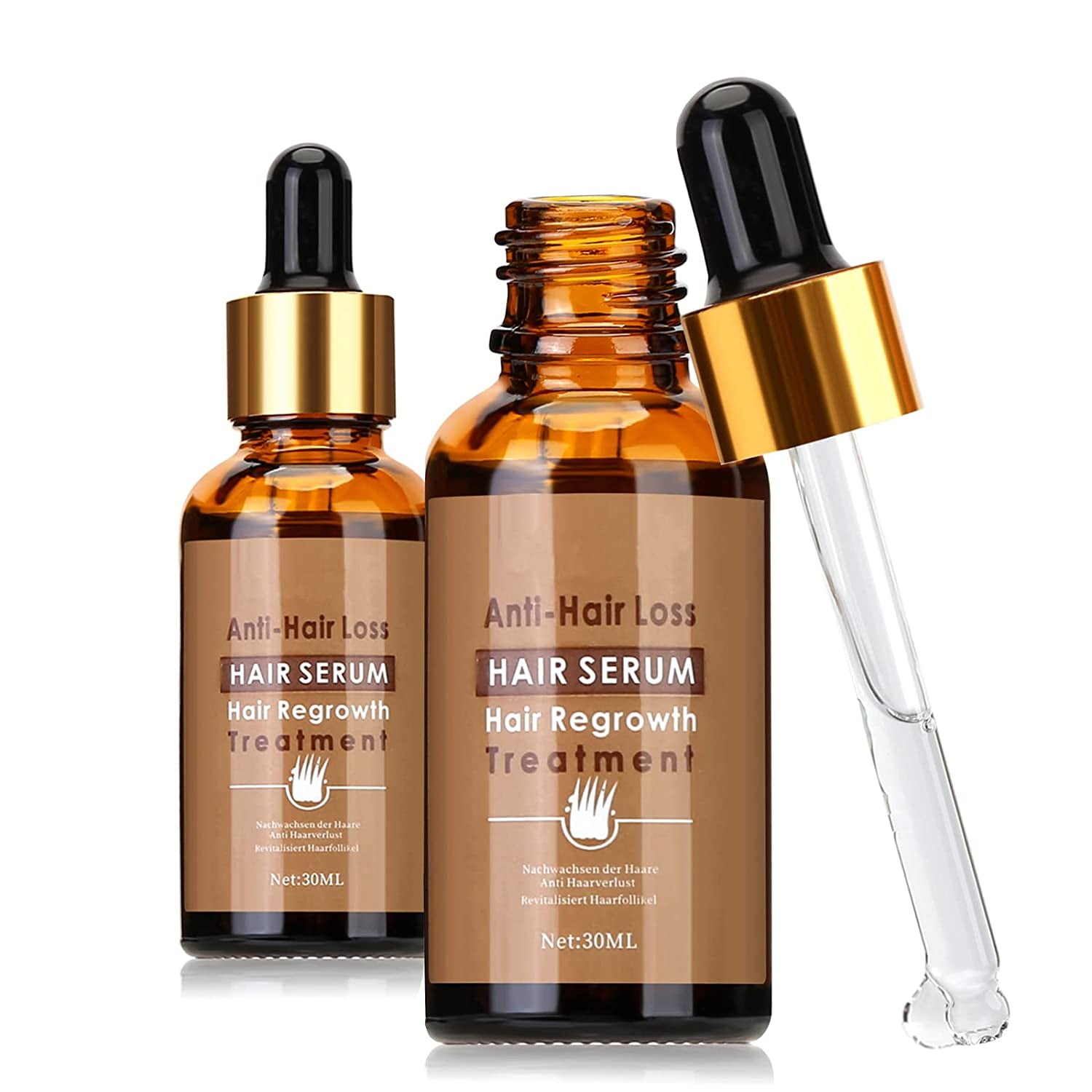 Dermaroller Set 0.5mm Microneedling Skin Roller cu ser de creștere a părului, anti-pierdere a părului, 30ML , Căderea părului și tratamentul părului Ingrijirea parului Naty Shop