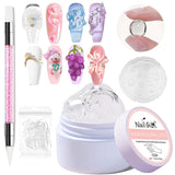 NAILGIL Gel solid pentru ojă, gel solid pentru adeziv pentru unghii, sculptură 3D pentru unghii cu set de instrumente, salon DIY acasă, transparent 15G