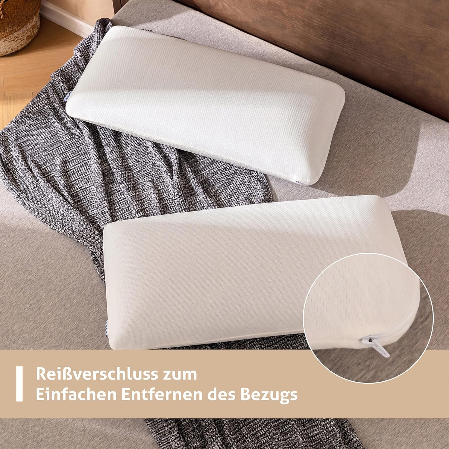 EGO HOME Pillow Memory Foam Soft Ergonomic Pillow For Back Sleeper Side Sleeper Neck Support Pillow With Breathable And Washable Cover, Oeko-Tex Certified, Neck Pillow 75X35Cm Perne standard Naty Shop