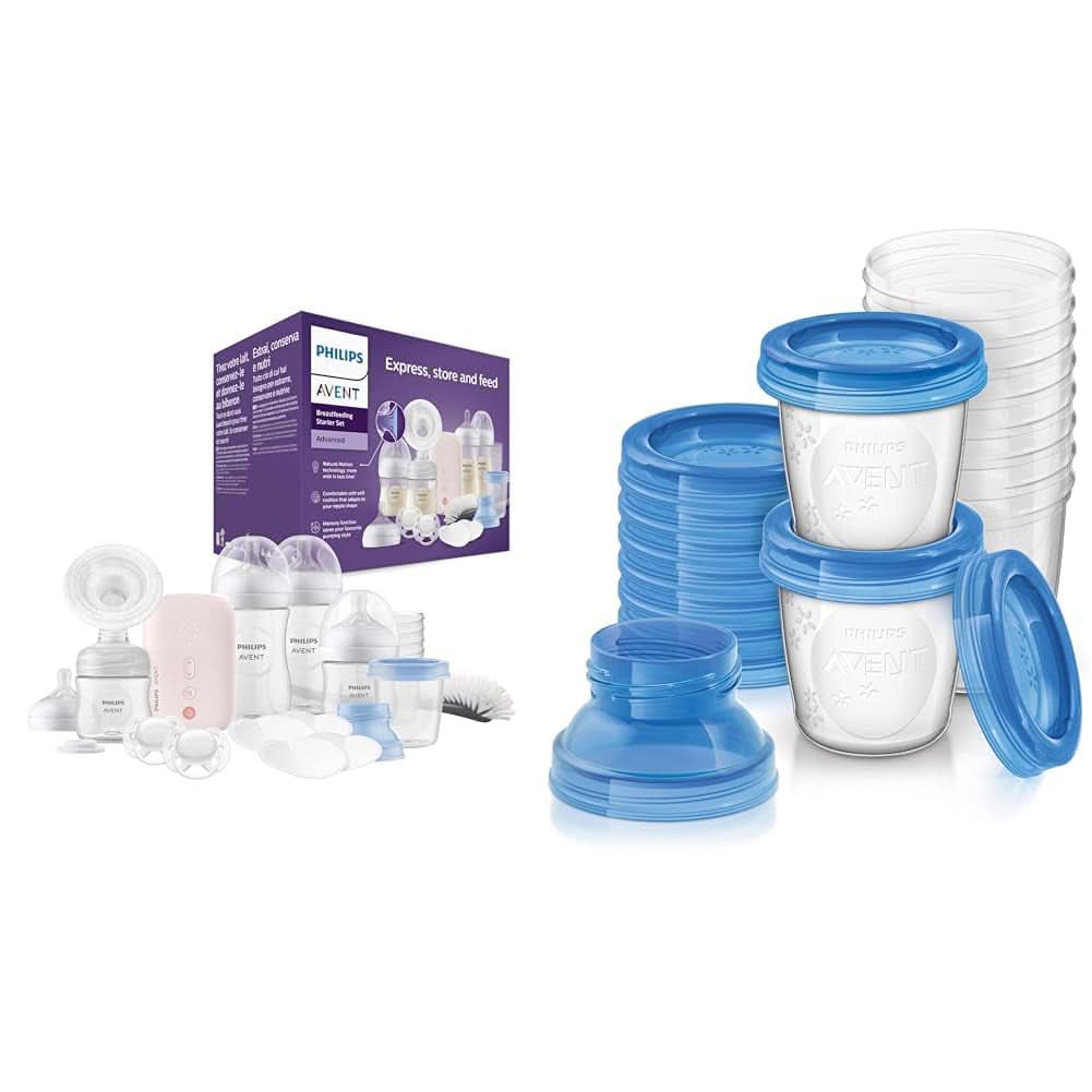 Pompa de sân electrică Philips Avent, set cadou Accesorii Hrana si Alaptare Bebe Naty Shop Pachet cu sistem de depozitare Pompă de sân