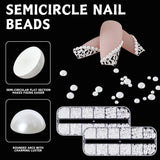12 Größen Nail Art Perlen, Flache Perlen, Nail Art Accessoires, Halbkreis Nagelperlen, Weiße Nail Charms Und Glitzersteine Nägel Für Nail Art Design, DIY Basteln, Alltag, Hochzeit (2 Boxen)