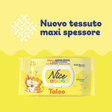 Șervețele umede NICE pentru bebeluși, 72 bucăți, cu capac, parfum de talc, materiale naturale, curățare delicată, bebeluși, 1 buc.