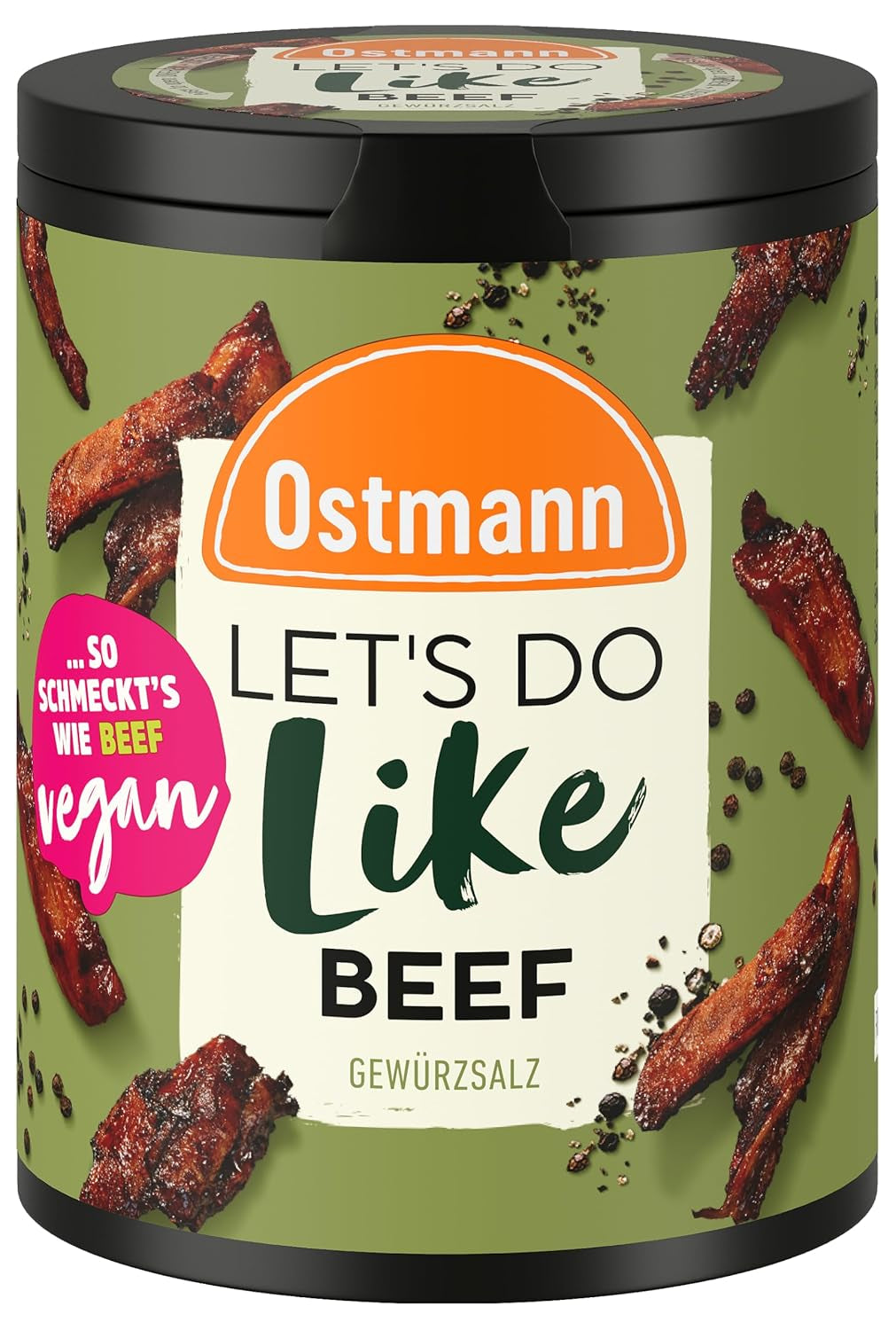 Ostmann Gewürze - Let's Do Like Beef | Rindfleisch-Geschmack für ungewürzte Fleischersatzprodukte | Gewürzsalz für Seitan, Tofu und vegetarische und vegane Gerichte | 90 g in recyclebarer Metalldose