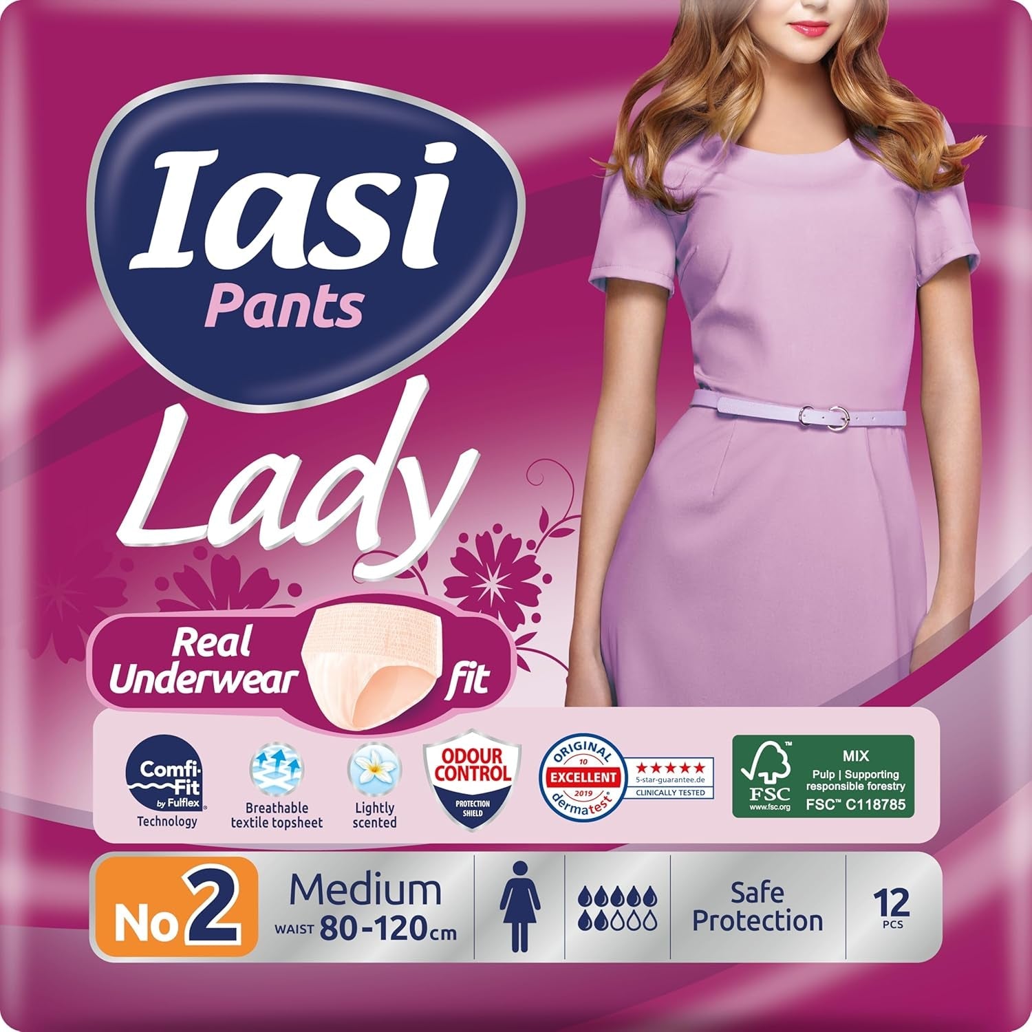 Pantaloni LADY, 48 de pantaloni de incontinență urinară de unică folosință, absorbție Plus, mărimea S pentru femei, 48 de bucăți