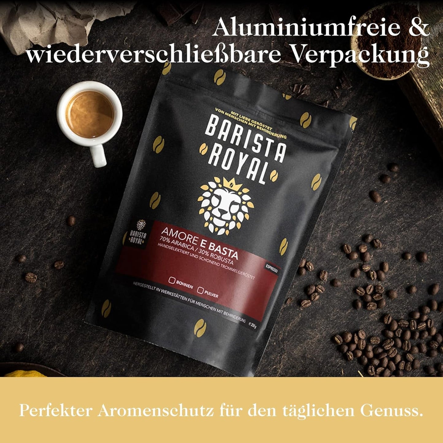 Set Degustare Cafea Boabe Întregi 5 x 350g | Pachet Descoperire Boabe de Cafea în Set Cadou | Arabica | Comerț Echitabil | Vegan | Ideal pentru Espressoare Automate, Espressoare cu Filtru, Espressoare Pour-Over și Prese Franceze | BARISTA ROYAL