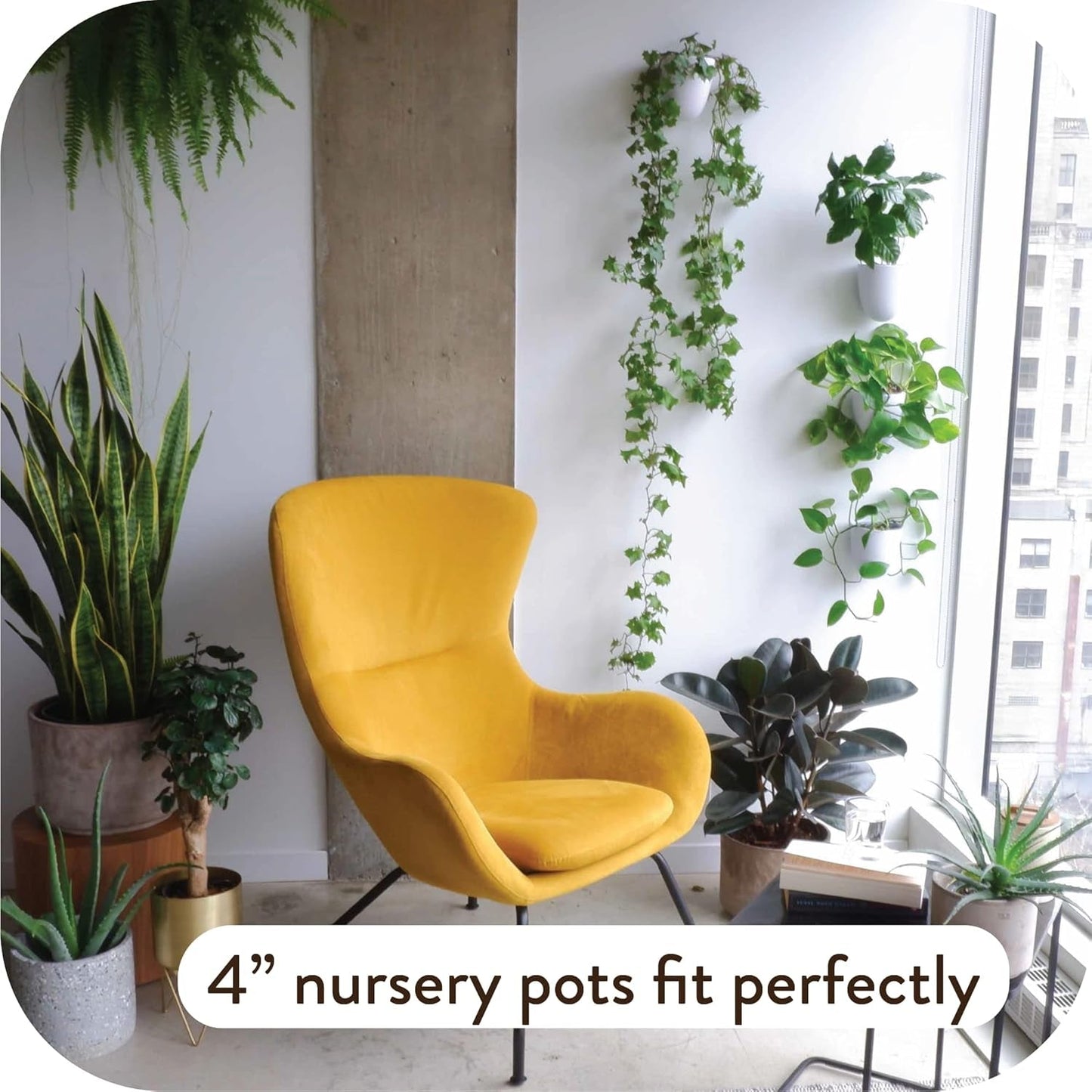Ghivece de perete cu auto-udare Virgo (Set de 6) - Ușor de udat și instalat - Ușoare - Creează-ți propria grădină verticală - Ghivece de perete pentru plante de interior