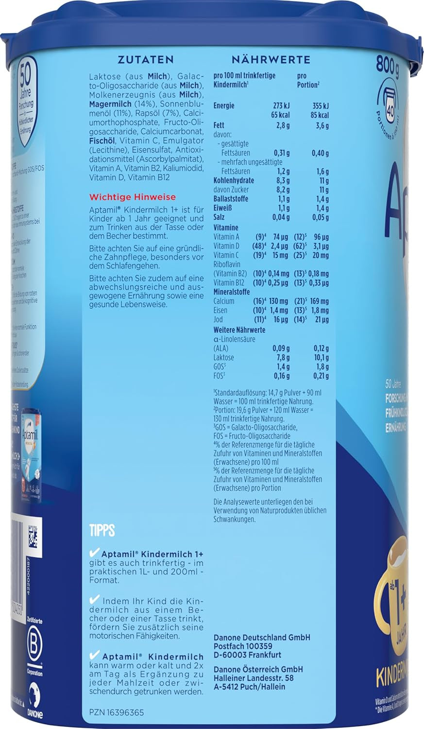 Aptamil Lapte de creștere 1 Plus – Lapte de creștere de la 1 an – 800g